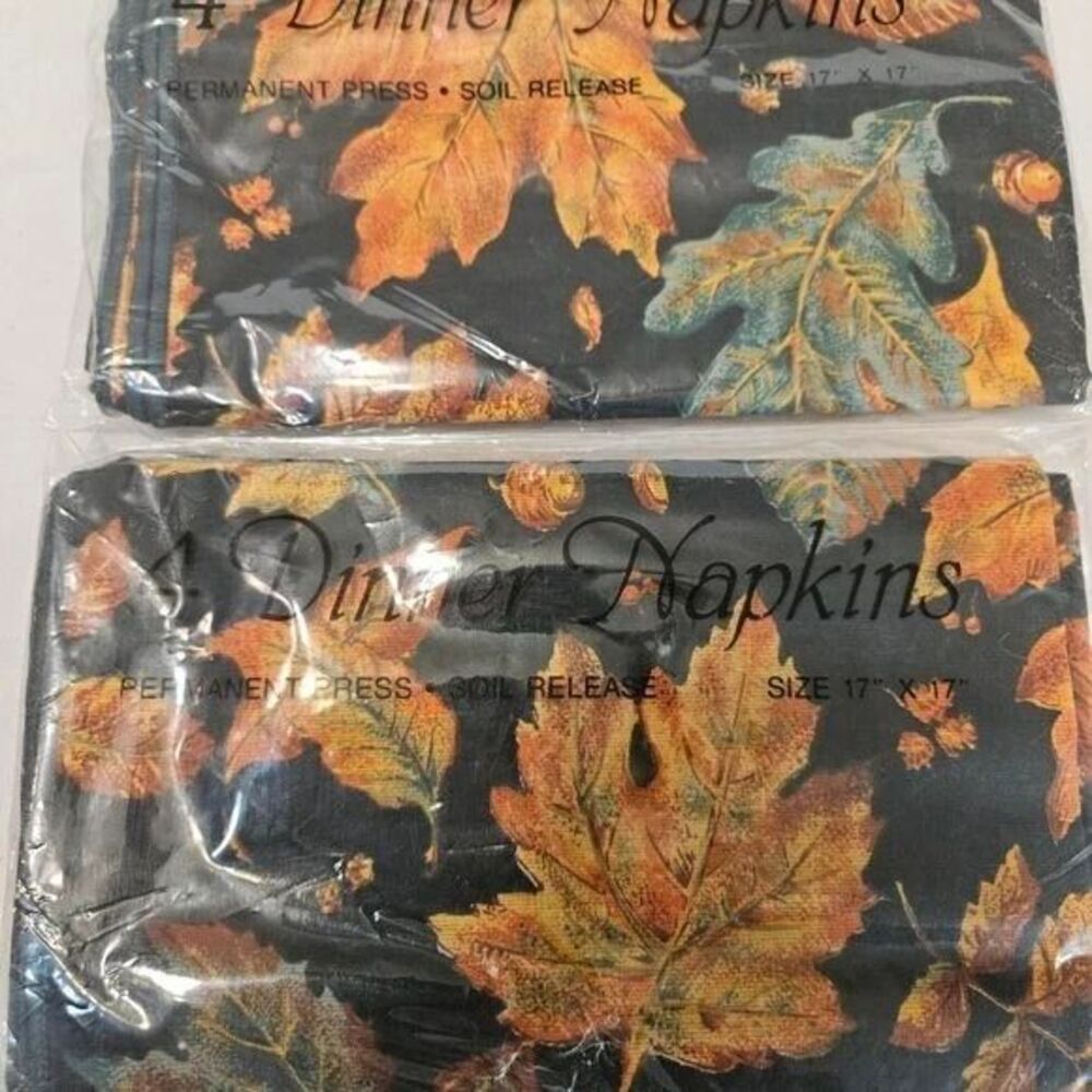 Brand New Dinner Cloth Napkins by Baldwin Fall Leaves ~ Autumn ~ Thanksgiving